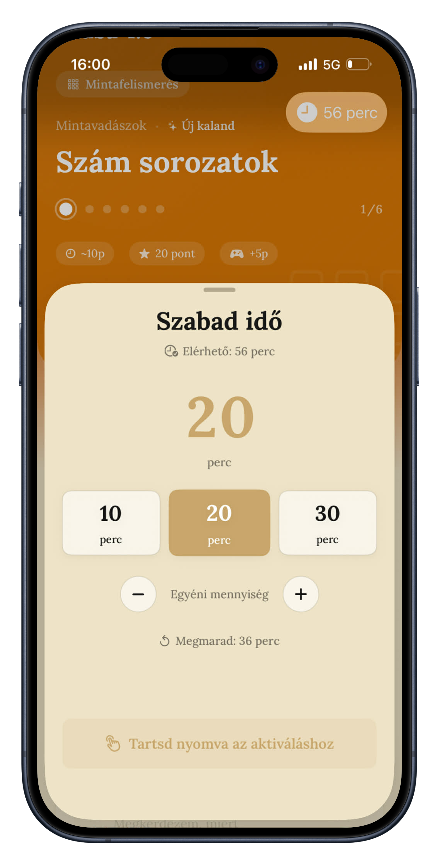Jutalom képernyőidő aktiválás